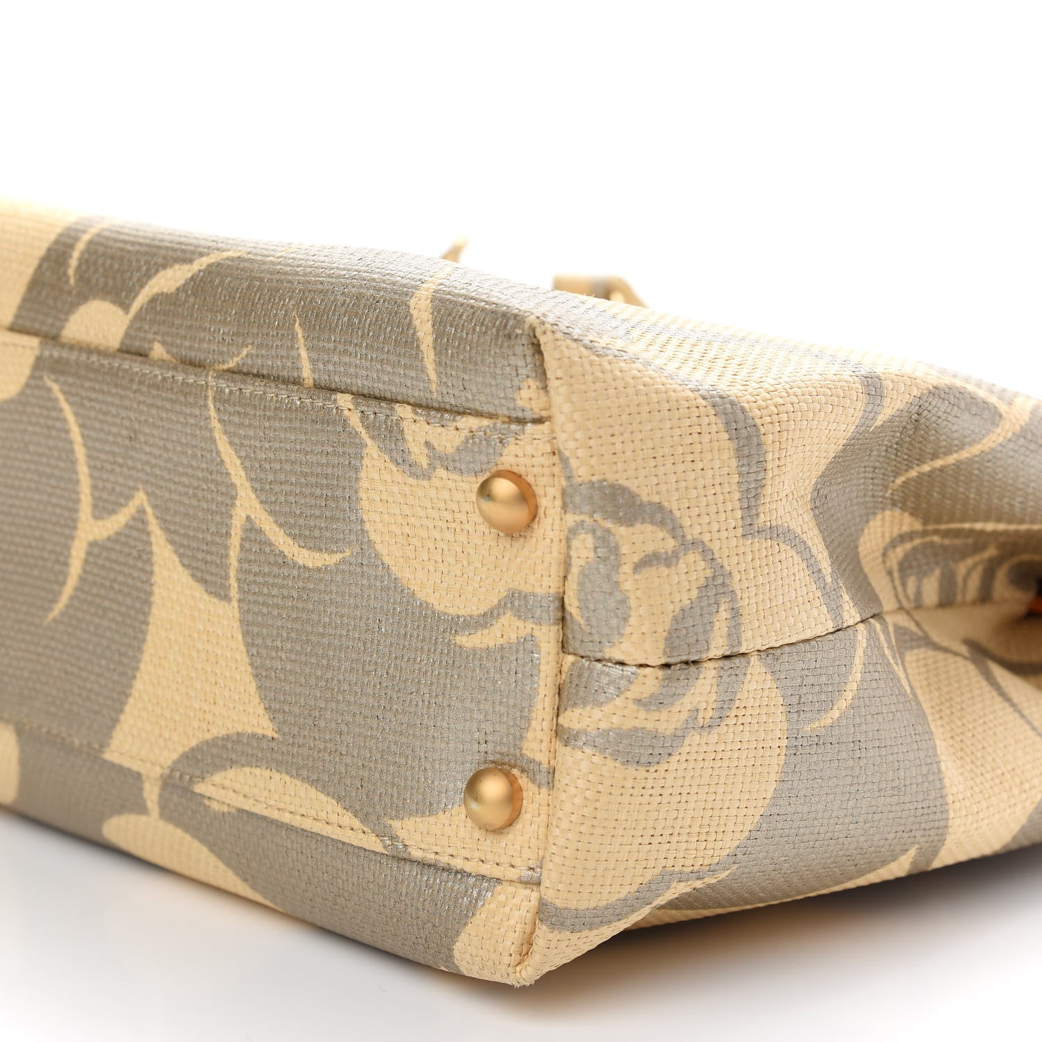 Chanel Canvas Camellia Printed Shoulder Bag Beige Grey 9 of 9