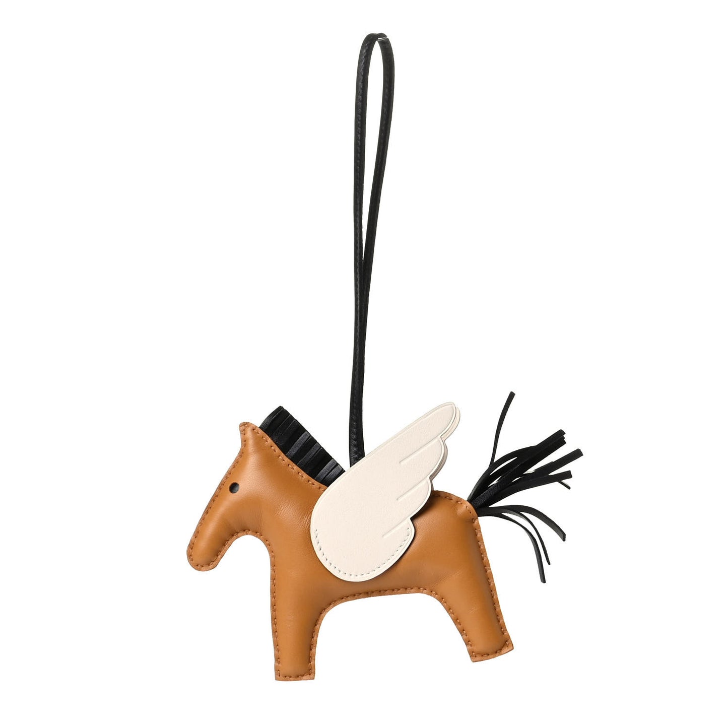 Milo Lambskin Grigri Rodeo Pegase Horse Bag Charm MM Sesame Black Nata