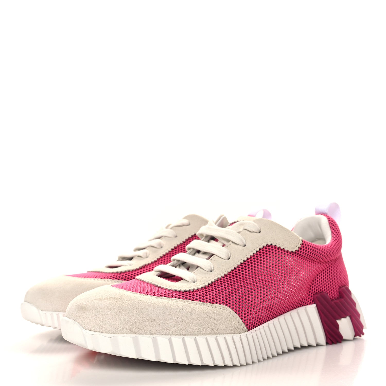 Hermes Air Mesh Suede Goatskin Bouncing Sneakers 40 Rose Multicolor 4 of 8