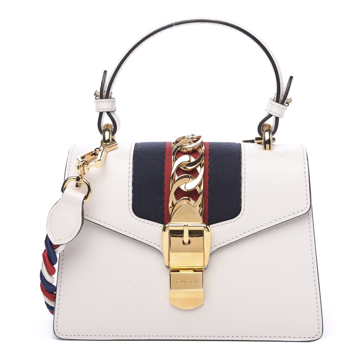 Calfskin Mini Sylvie Top Handle Bag White