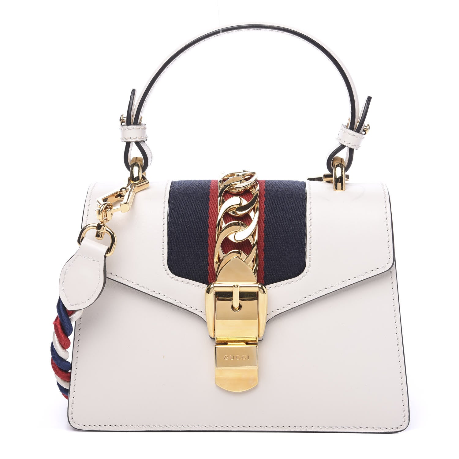 Gucci Calfskin Mini Sylvie Top Handle Bag White 1 of 12