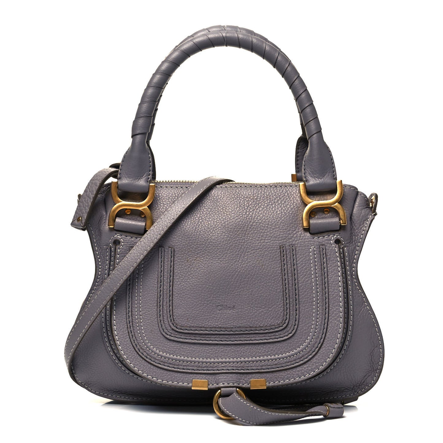 Calfskin Small Marcie Satchel Cashmere Grey