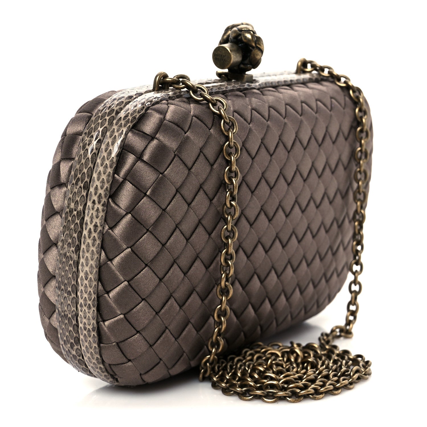 Bottega Veneta Satin Intreccio Impero Ayers Chain Knot Taupe 3 of 9