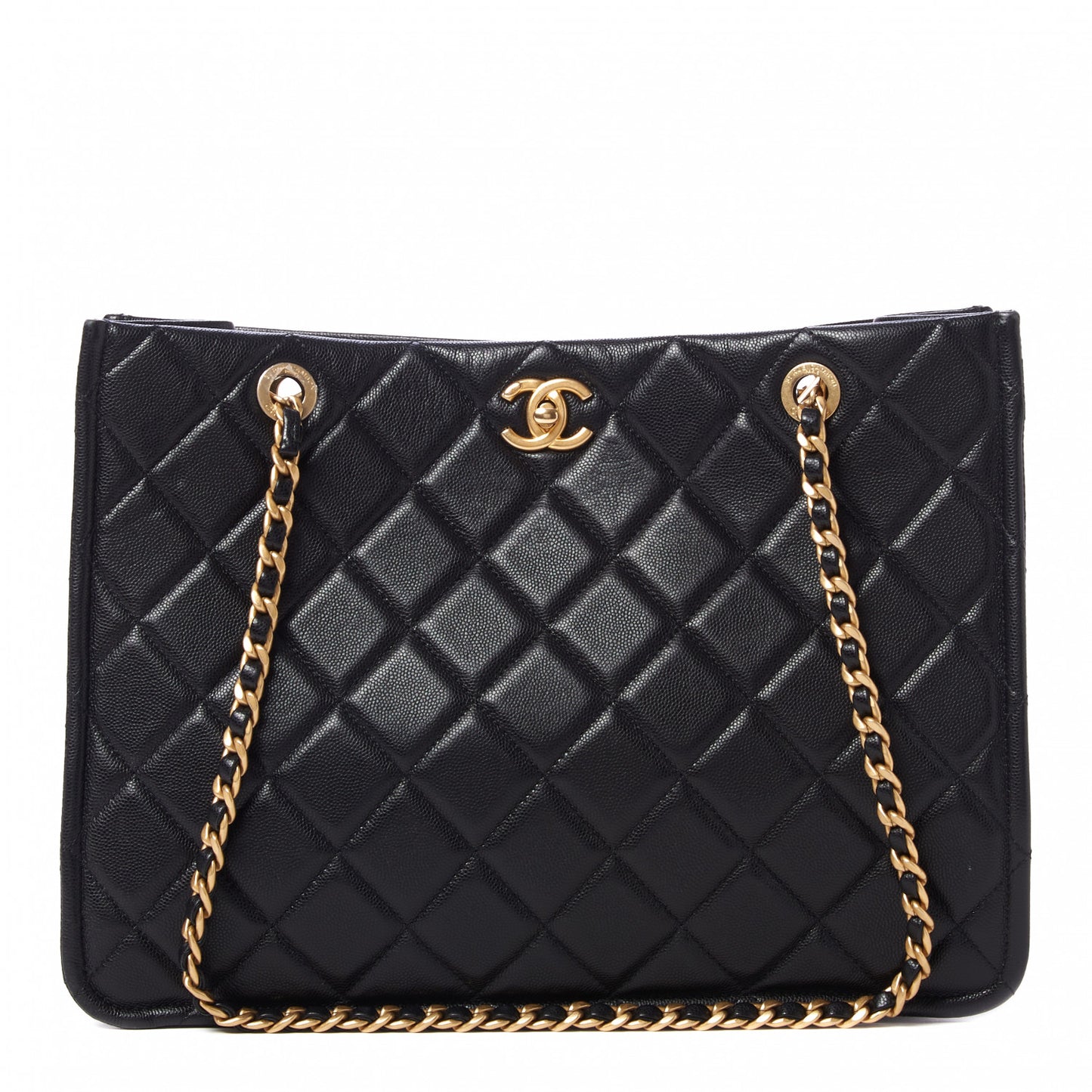 Caviar Quilted Sweet Classic Shopping Tote Black
