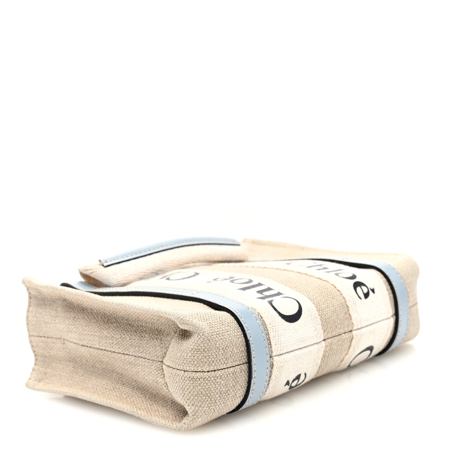 Chloe Cotton Calfskin Mini Woody Ribbon Tote White Blue 4 of 10