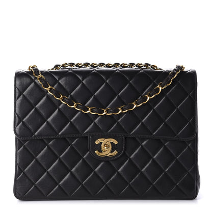 Chanel Lambskin Quilted XL Jumbo Single Flap Black 1 of 12