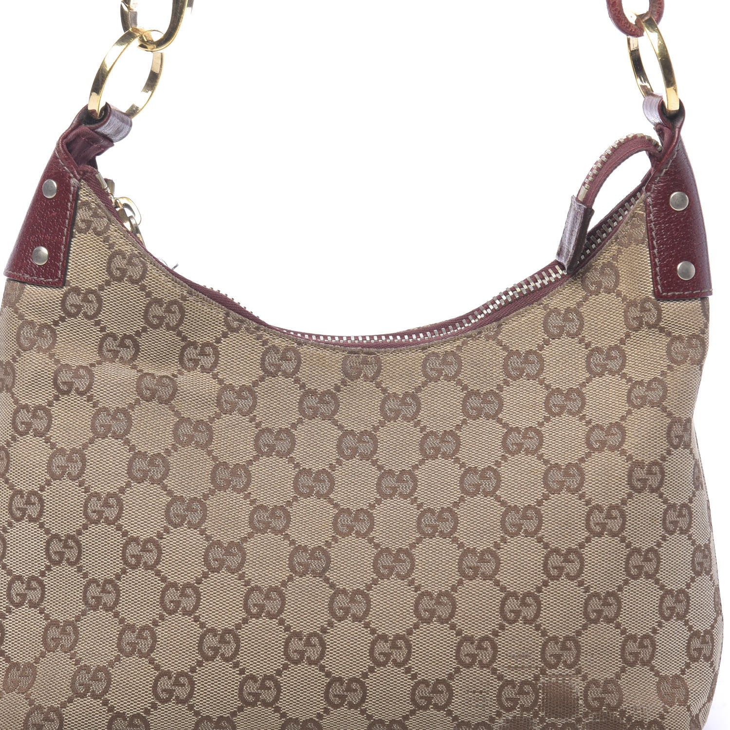 Gucci Monogram Classic Ring Hobo Burgundy 12 of 15