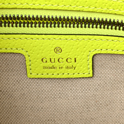 Gucci GG Supreme Monogram Textured Dollar Calfskin Web Ophidia Wristlet Shoulder Bag Beige Ebony Fluo Yellow 6 of 10