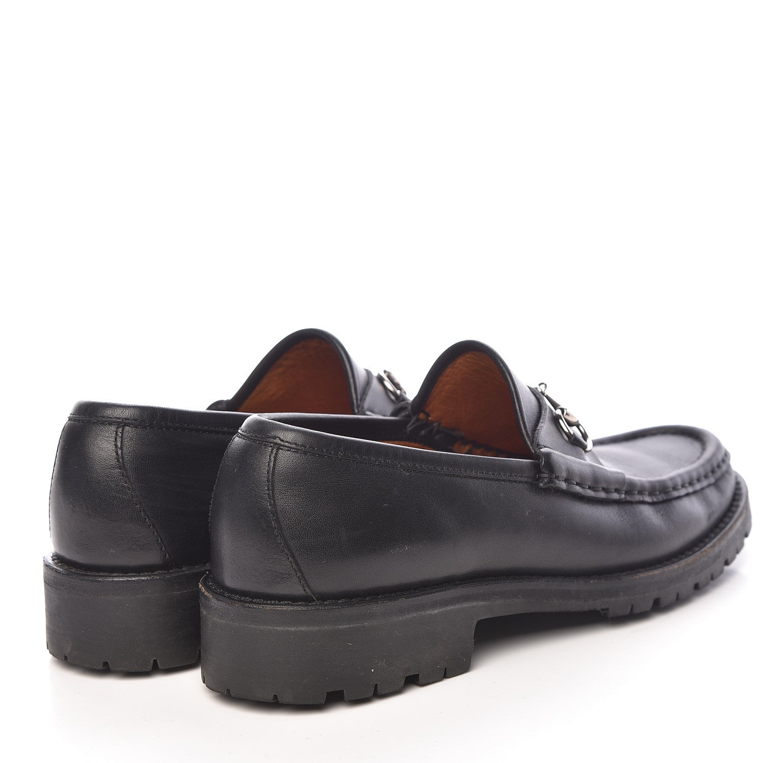 Gucci Laredo Calf Horsebit Lug Sole Loafers 6.5 Black 4 of 14