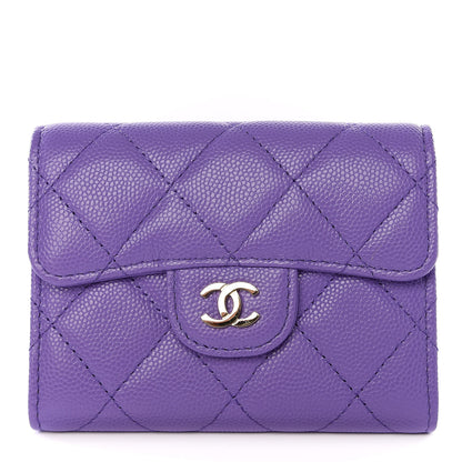 Chanel Caviar Quilted Flap Card Holder Wallet Purple 1 of 6