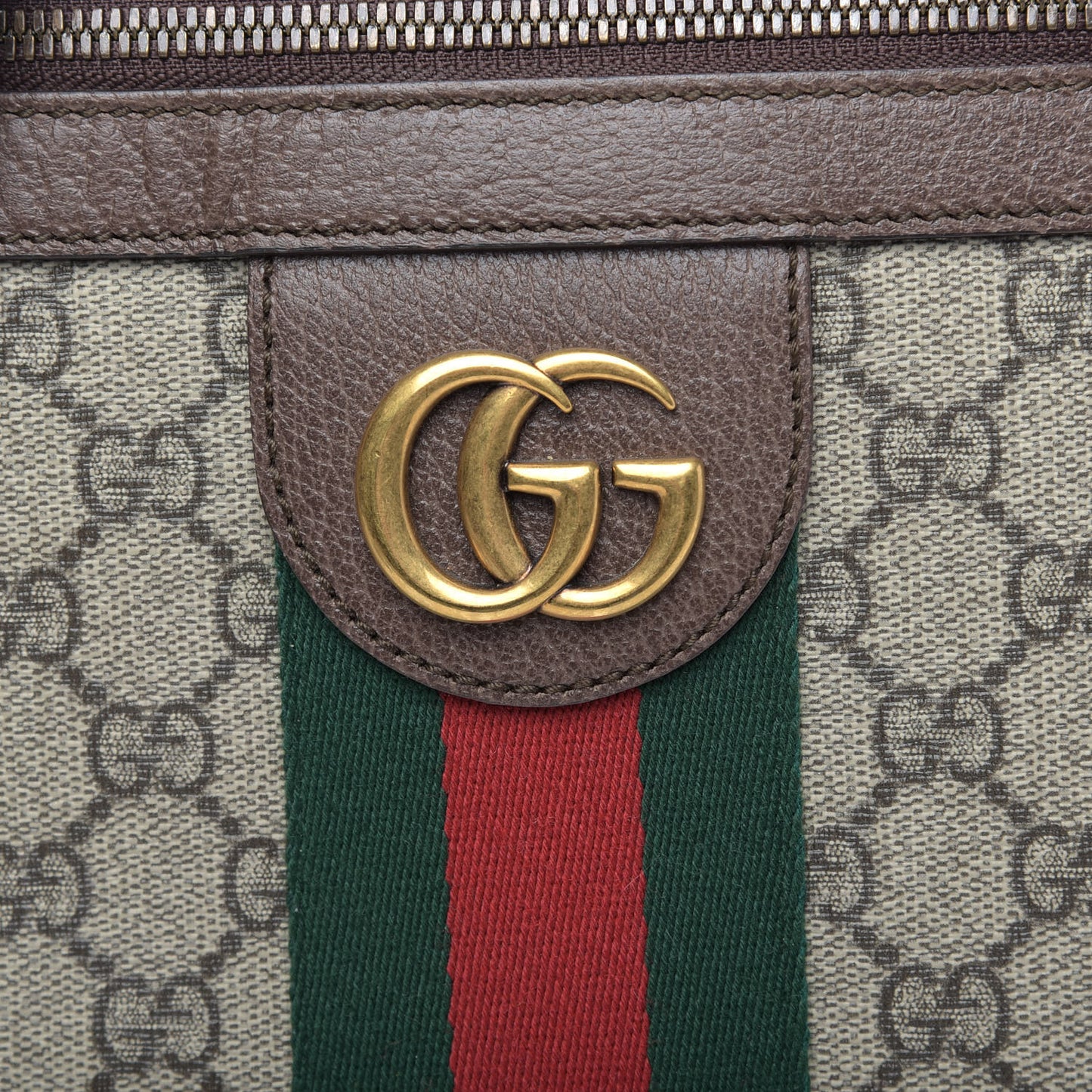 GG Supreme Monogram Web Medium Ophidia Messenger Bag Brown