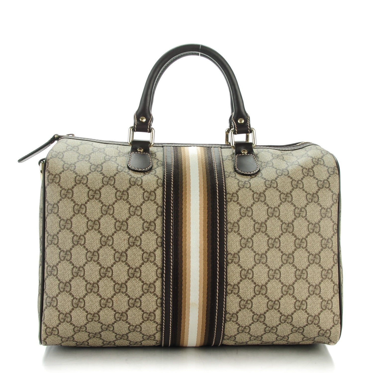 Gucci GG Plus Monogram Web Medium Joy Boston Dark Brown 1 of 7
