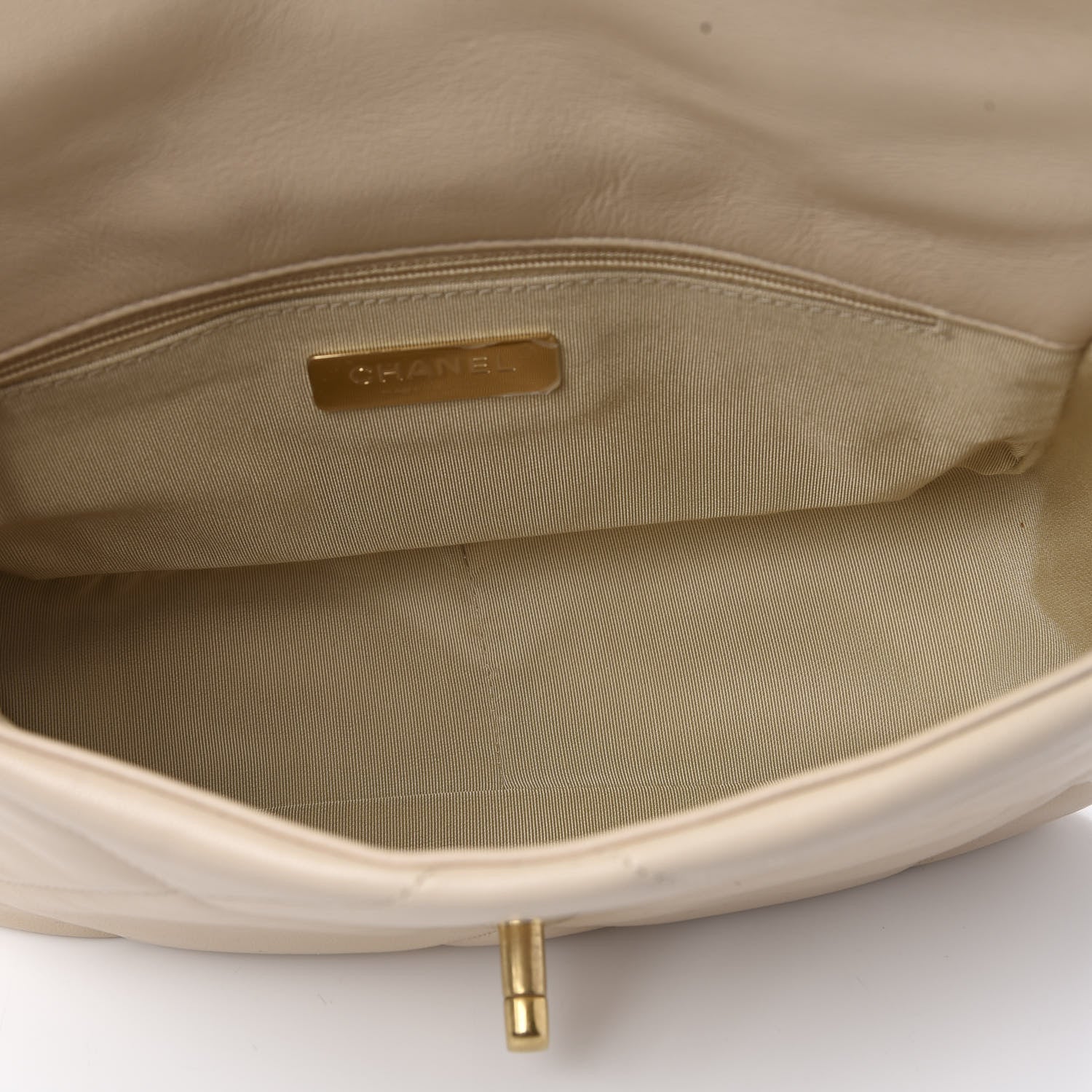 Chanel Goatskin Quilted Medium 19 Flap Beige 5 of 11