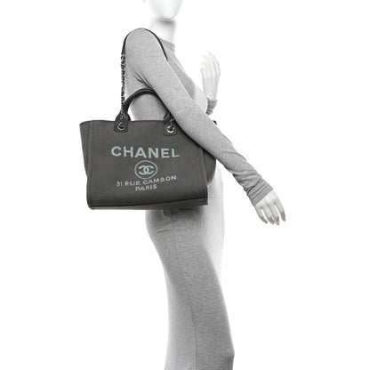 Chanel Mixed Fibers Small Deauville Tote Dark Grey 2 of 12