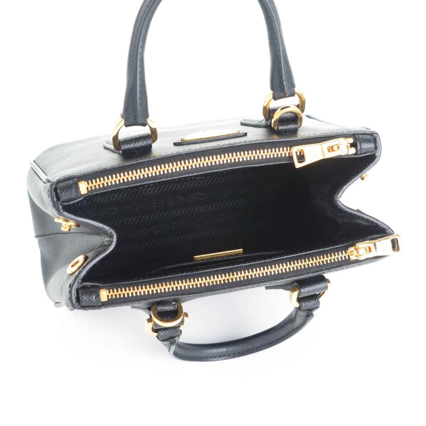 Saffiano Lux Micro Galleria Double Zip Tote Black