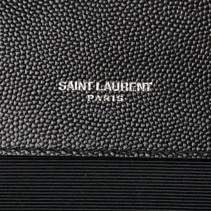 Saint Laurent Calfskin Mixed Matelasse Triquilt Large Monogram Satchel Black 6 of 9