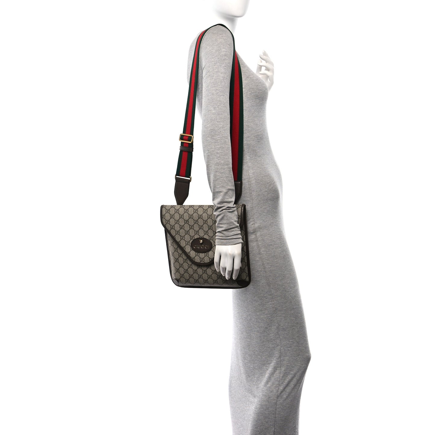 GG Supreme Monogram Web Medium Neo Vintage Flap Messenger Bag Beige New Acero