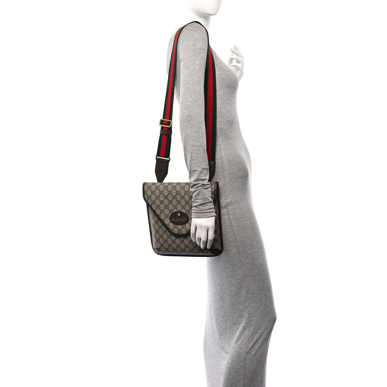 Gucci GG Supreme Monogram Web Medium Neo Vintage Flap Messenger Bag Beige New Acero 2 of 11