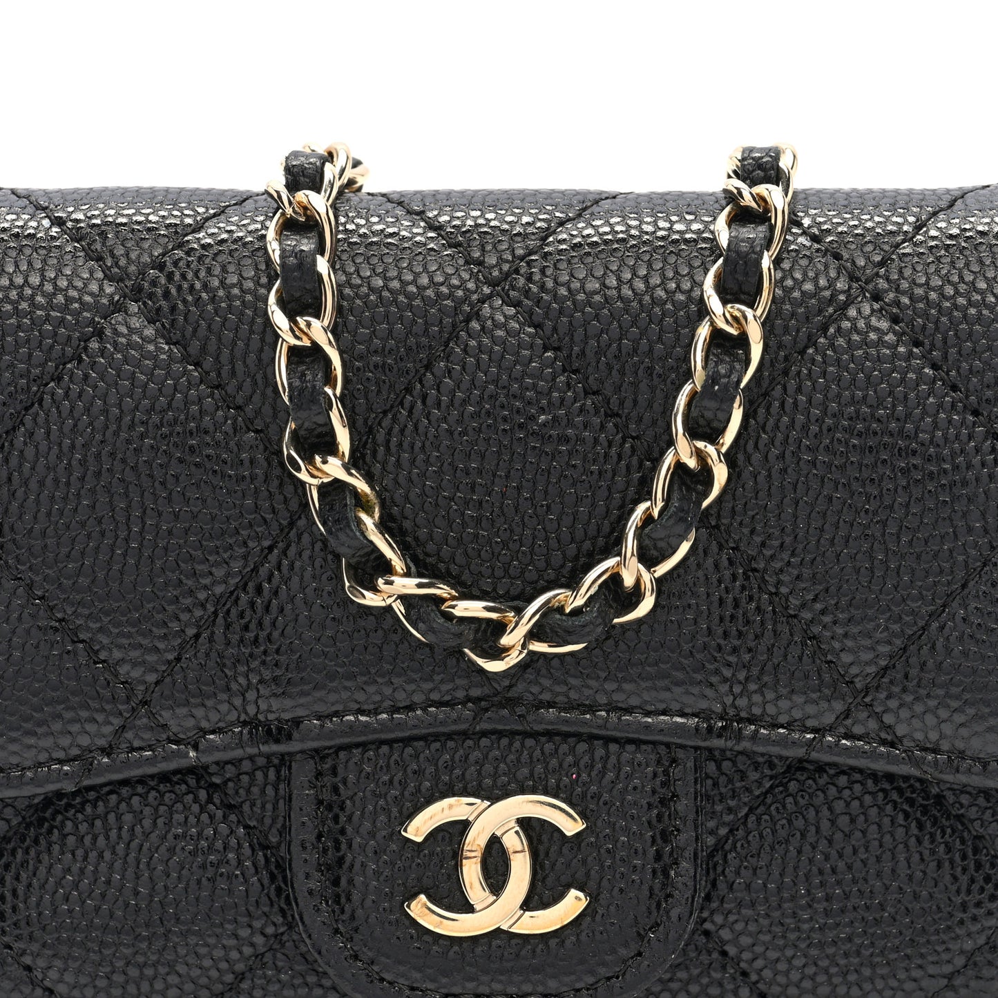 Caviar Quilted Mini Chain Belt Bag Black