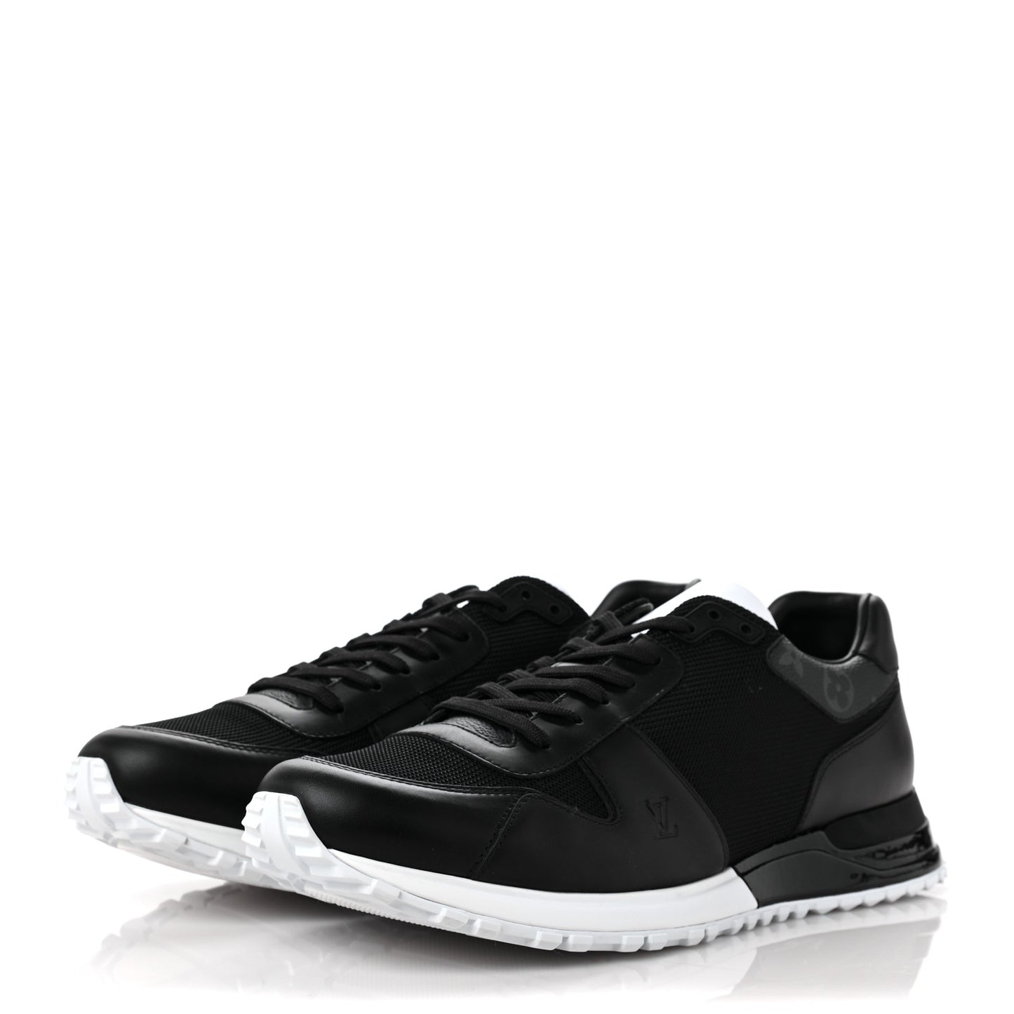 Calfskin Mesh Monogram Eclipse Mens Run Away Sneakers 11 Black
