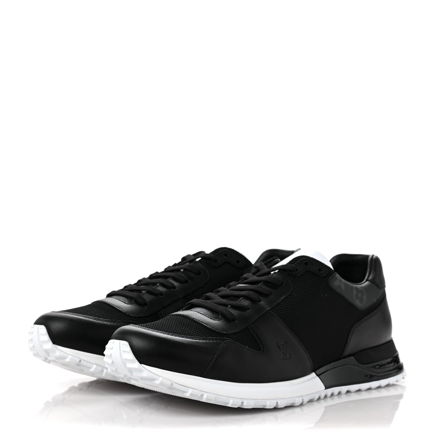Louis Vuitton Calfskin Mesh Monogram Eclipse Mens Run Away Sneakers 11 Black 3 of 9