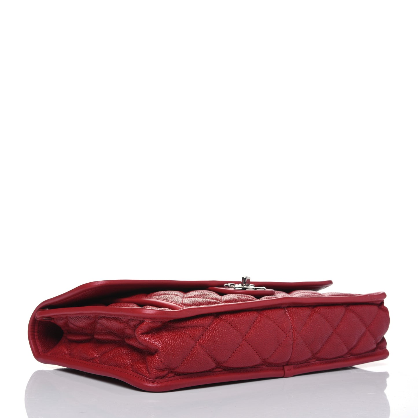 Caviar Quilted Large French Riviera Flap Red