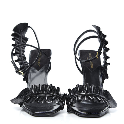 Saint Laurent Patent Snakeskin Edie Ruffle 110 Pumps 37.5 Black 2 of 7