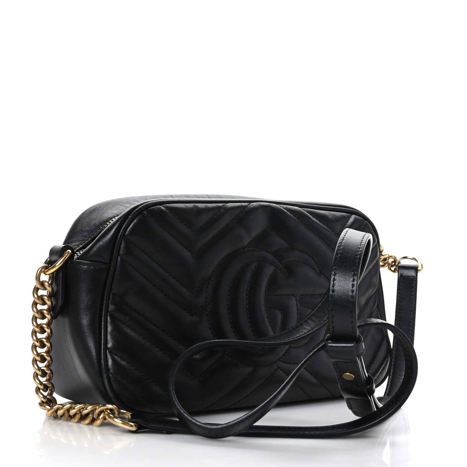 Gucci Calfskin Matelasse Small GG Marmont Chain Shoulder Bag Black 3 of 10