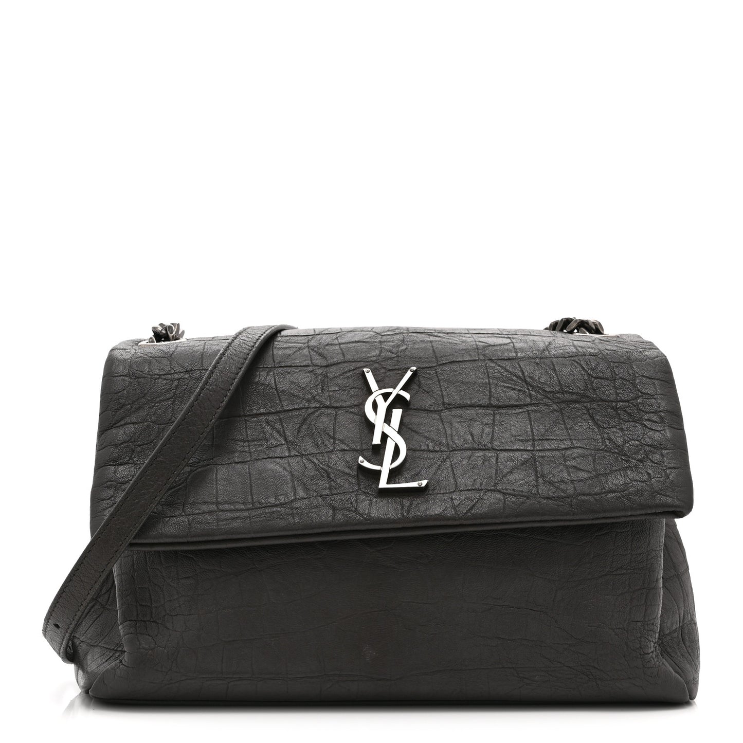 Calfskin Crocodile Embossed Medium West Hollywood Monogram Fold-Over Earth