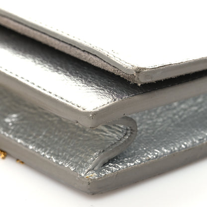 Saint Laurent Metallic Calfskin Kate Monogram Tassel Chain Wallet Silver 10 of 12