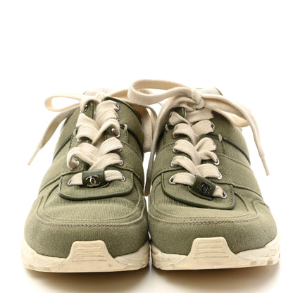 Chanel Canvas Womens Sneakers 37.5 Khaki 2 of 8