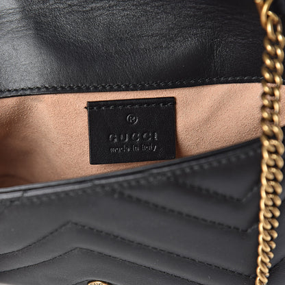 Gucci Calfskin Matelasse Super Mini GG Marmont Shoulder Bag Black 6 of 10