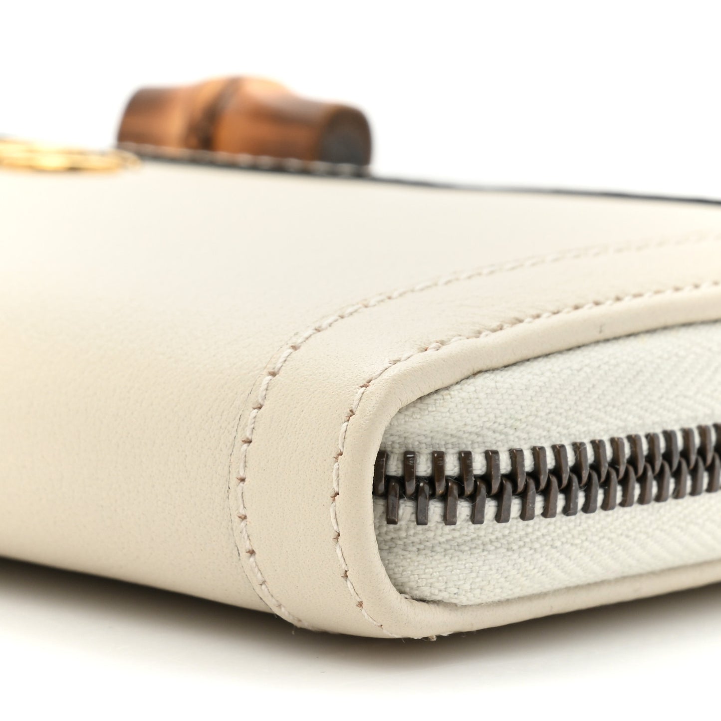 Wonka Grain Calfskin Diana Zip Around Continental Wallet Mystic White