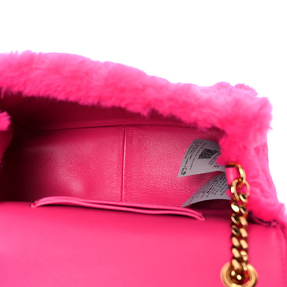 Versace Faux Fur Quilted Virtus Shoulder Bag Fuxia 7 of 8
