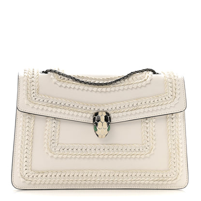 Bulgari Calfskin Woven Chain Serpenti Forever Crossbody Bag White 1 of 15