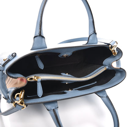 Burberry Derby Calfskin House Check Medium Banner Tote Slate Blue 6 of 9