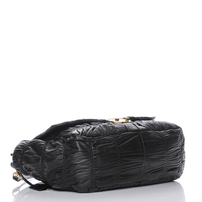Prada Nappa Dressy Gaufre Flap Bag Nero Black 5 of 12