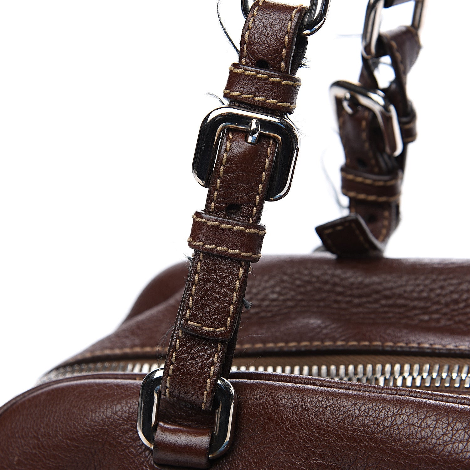 Prada Vitello Daino Embossed Logo Bowler Bruciato 13 of 15