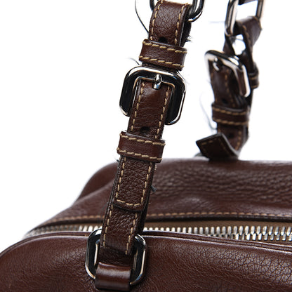 Prada Vitello Daino Embossed Logo Bowler Bruciato 13 of 15