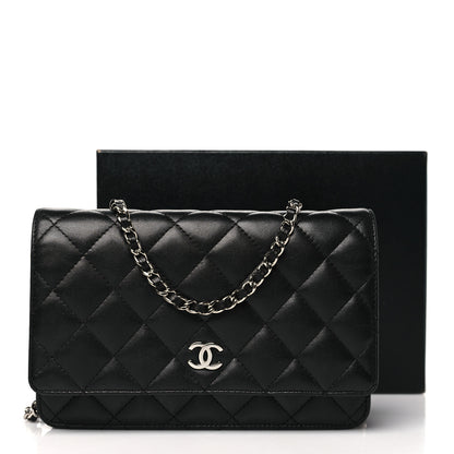 Chanel Lambskin Quilted Wallet On Chain WOC Black 12 of 12