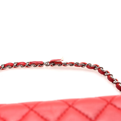 Chanel Lambskin Quilted East West Flap Clutch Red 11 of 11