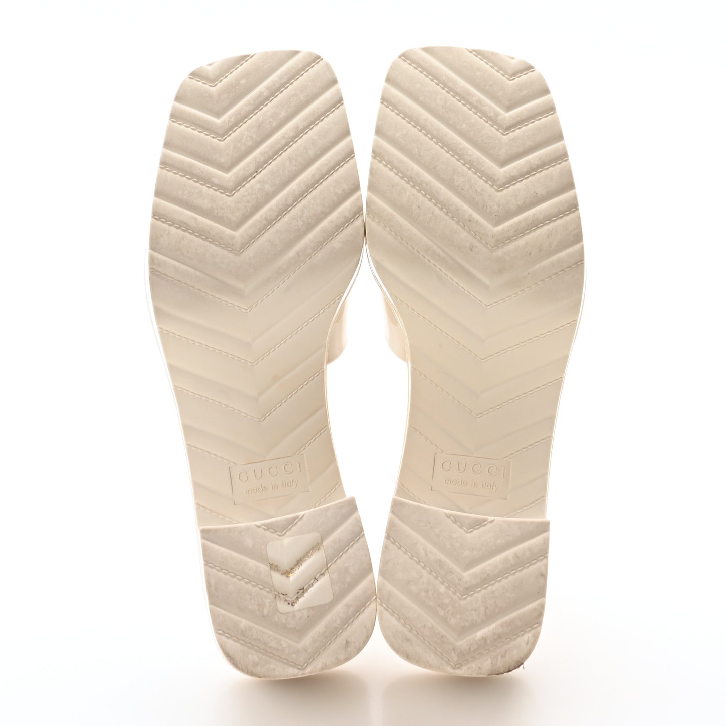 Rubber Gucci Logo Womens Platform 20/60mm Slide Sandals 36 Mystic White