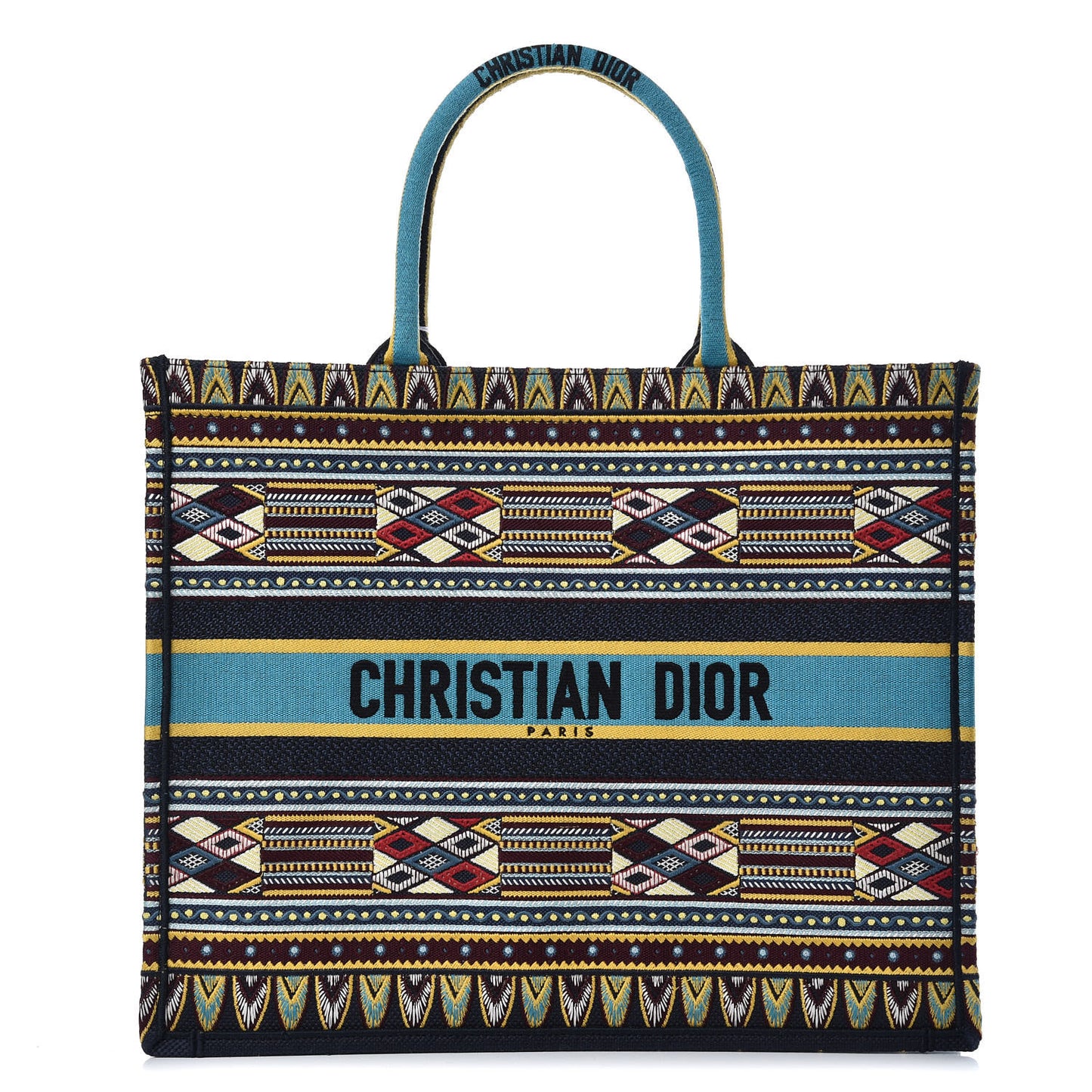 Canvas Embroidered Book Tote Blue Multicolor