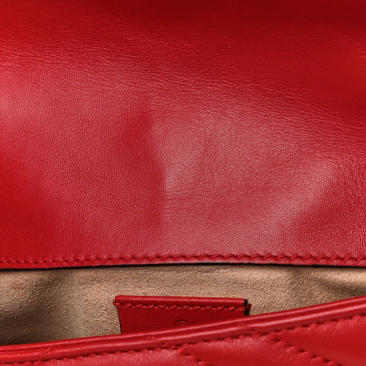 Gucci Calfskin Matelasse Super Mini GG Marmont Shoulder Bag Hibiscus Red 14 of 16