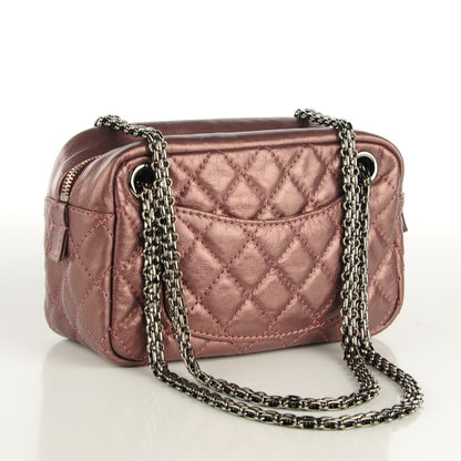 Chanel Metallic Aged Calfskin Quilted Small Reissue Camera Case Rose Fonce 3 of 7