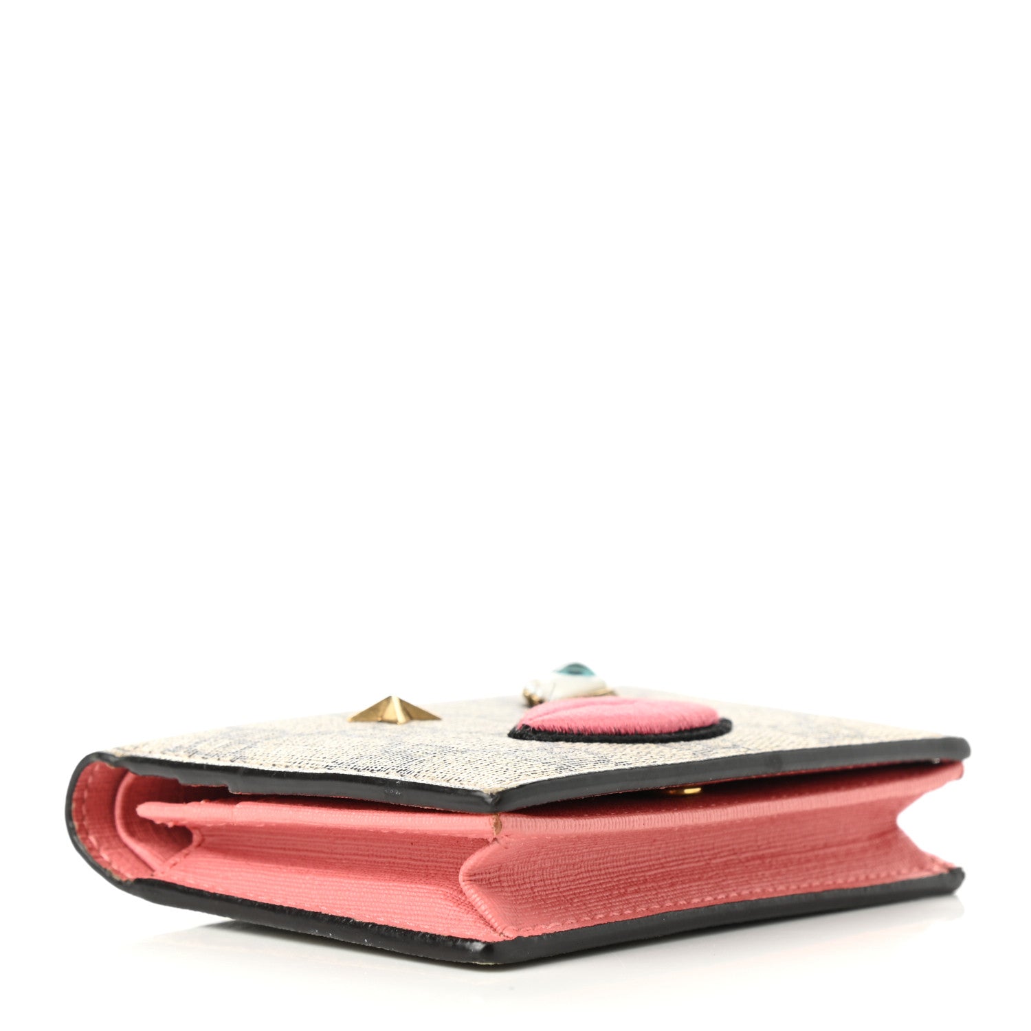 Gucci GG Supreme Monogram Face Embroidered Card Case Wallet Pink 4 of 8