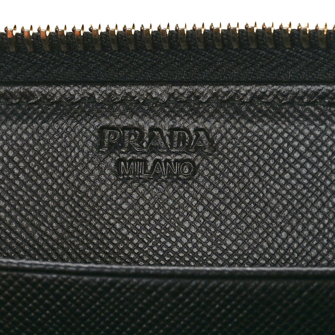 Prada Saffiano Triangle Zip Around Wallet Black 7 of 8
