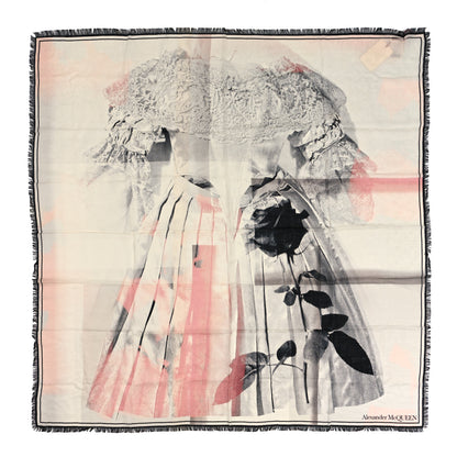 Alexander McQueen Silk Floral Print Dress Shawl Pearl Pink 1 of 3
