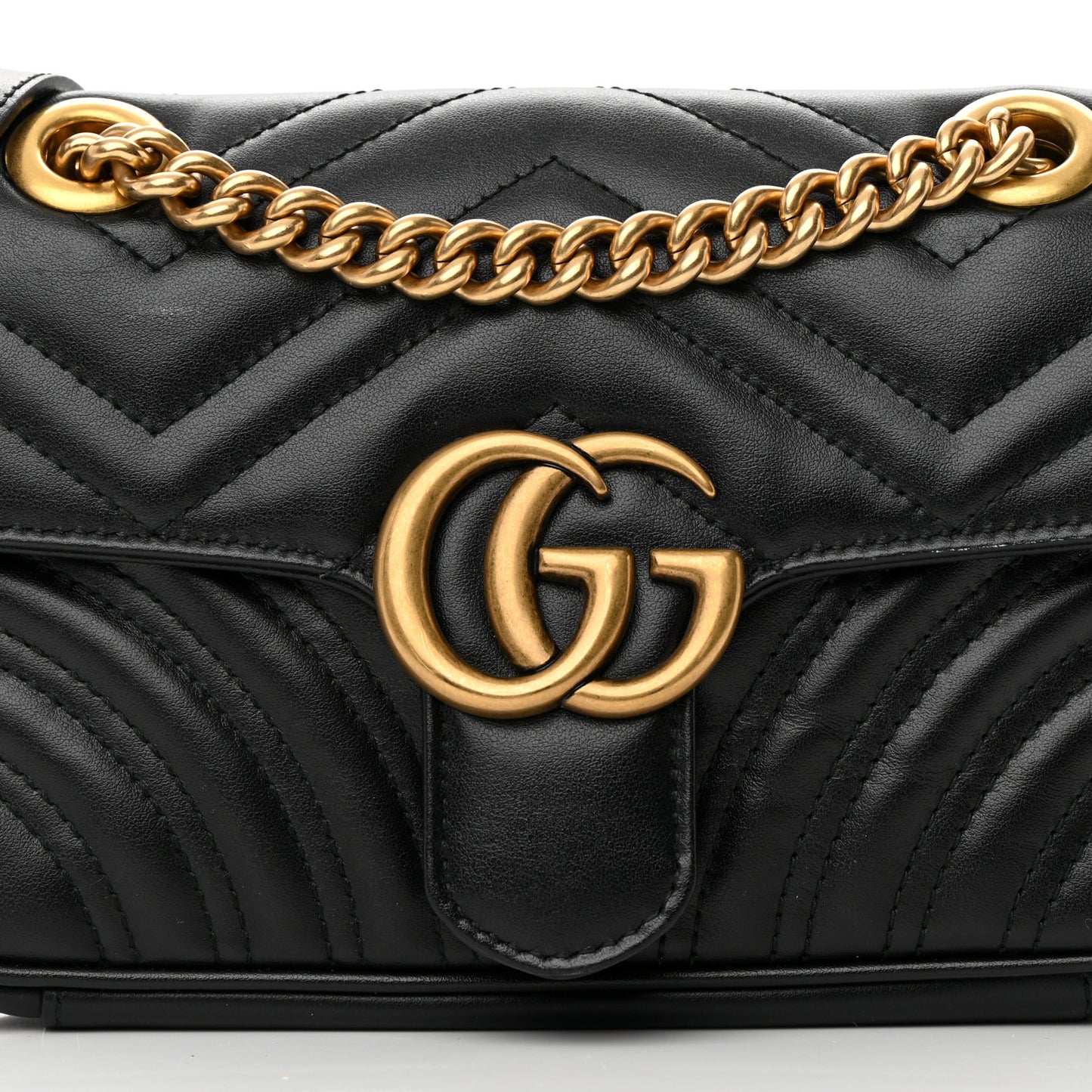 Calfskin Matelasse Mini GG Marmont Shoulder Bag Black
