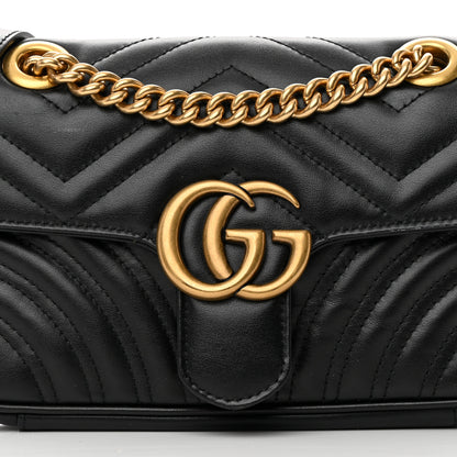 Gucci Calfskin Matelasse Mini GG Marmont Shoulder Bag Black 8 of 12